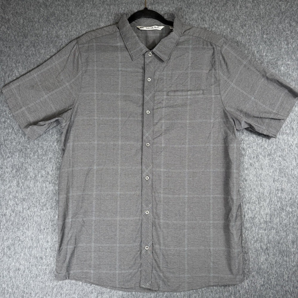 Travis Mathew Button Up Shirt Mens XL Short Sleeve Grey